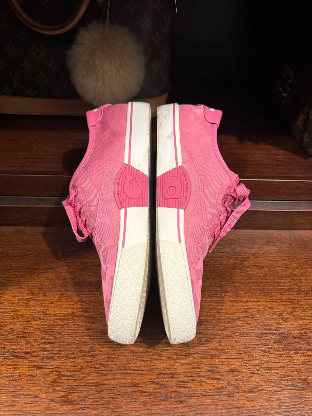 Coach Coral Pink Signature Low-Top Sneakers
